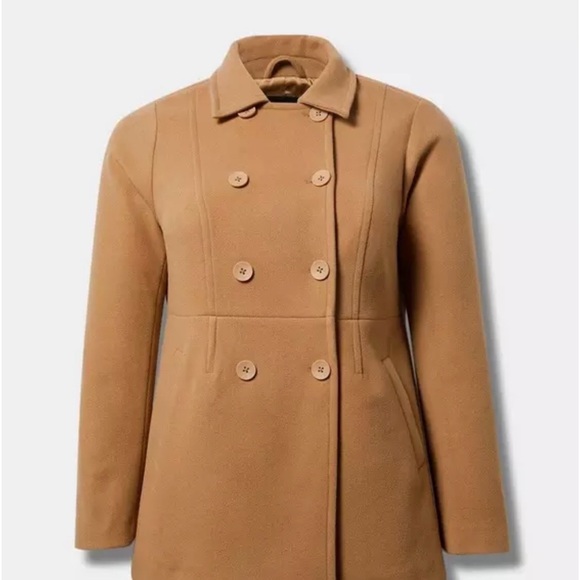 Torrid Camel Double-Breasted Pea Coat - Picture 5 of 6